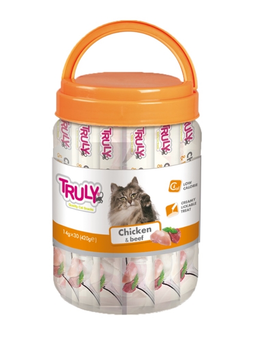 Truly Cat Creamy Lickable Chicken & Beef 420g - Flydende snack