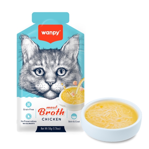 Wanpy Meat Broth Chicken 50g - vådfoder til katte